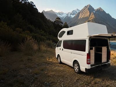 Toyota Hiace campervan Enigma for four, Vibe Rentals Christchurch