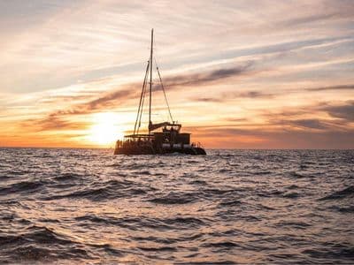 Puesta de sol a bordo del catamarán Pura Vida