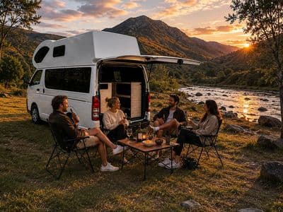 Toyota Hiace campervan Enigma for four, Vibe Rentals Christchurch