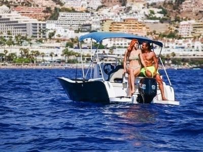 Guests aboard an Anaga Boat rental boat, Tenerife