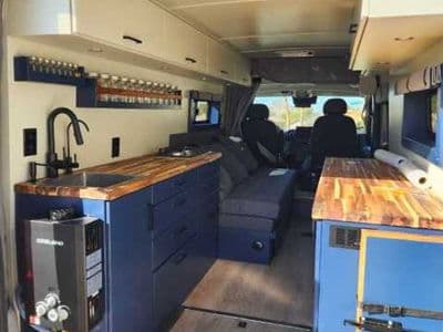 Van with open doors and build interior, DeVan Rentals, Las Vegas