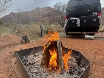 Campervan camping with outdoor cooking, DeVan Rentals