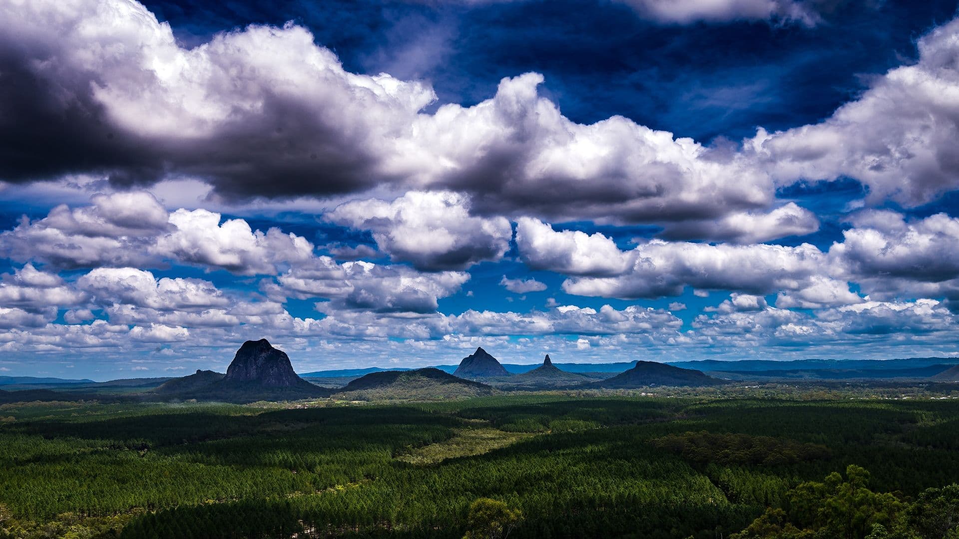 Glass House Mountains on the Sunshine Coast hinterland north of Brisbane, Queensland