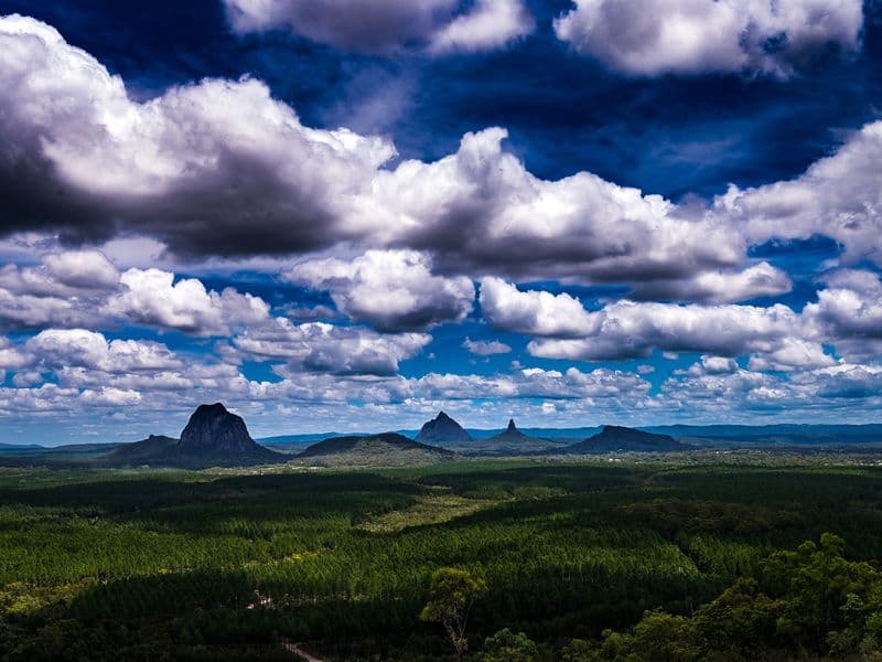 Glass House Mountains on the Sunshine Coast hinterland north of Brisbane, Queensland