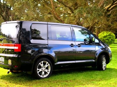 Rear three-quarter view of Mitsubishi Delica sleeper van