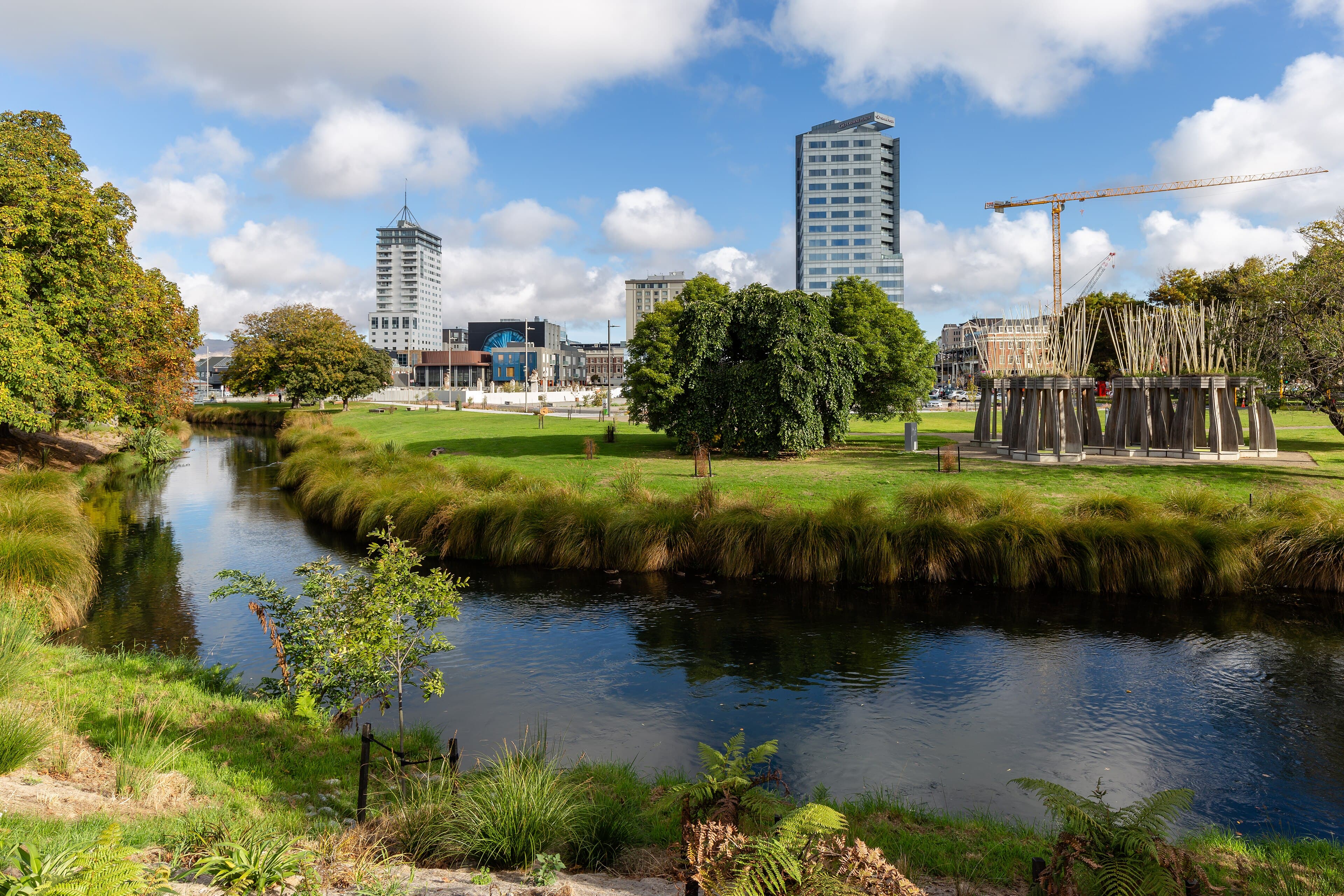 Avon River flowing through central Christchurch, New Zealand