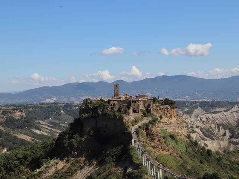 Civita di Bagnoregio on its tuff hill above the badlands, north of Rome