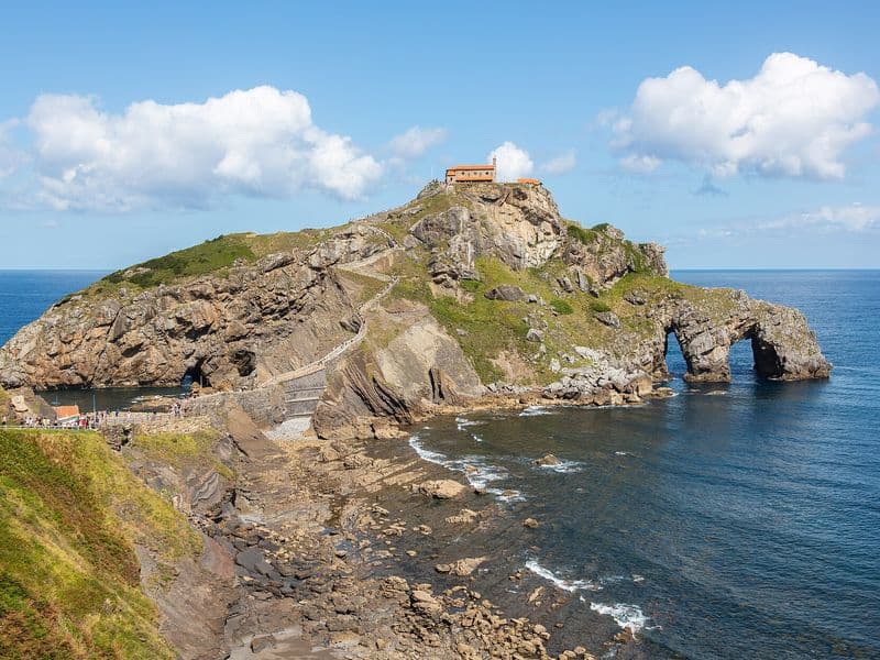 San Juan de Gaztelugatxe islet with its hermitage and stone stairway on the Basque coast
