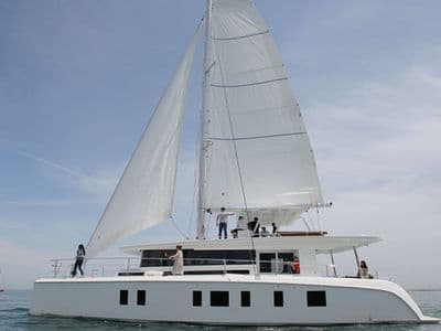 Mazarin 55 sailing catamaran Andaman Discovery 5 under sail, charter Phuket
