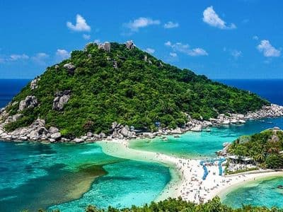 Tropical island with sandy beach and turquoise sea