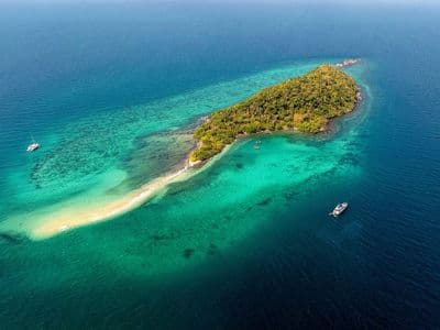 Small island with white sand beach near Pattaya