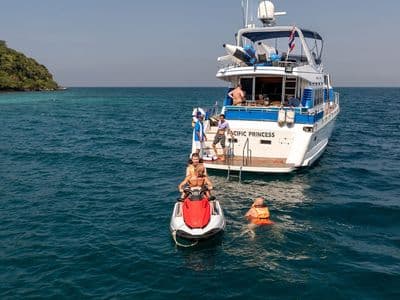Nova Princess yacht with guests and jet ski