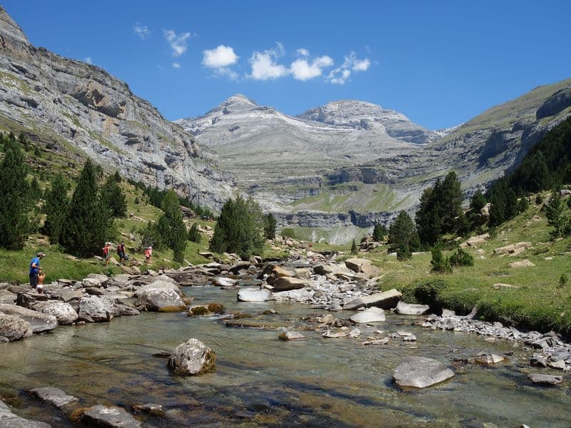 Arazas river and Monte Perdido in Ordesa y Monte Perdido National Park, Aragon