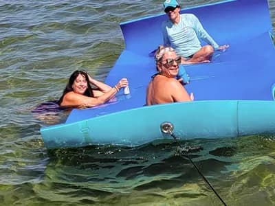 Sandbar boat trip with a floating mat near Fort Lauderdale