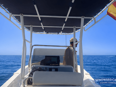 Windward Catch T-top shade and helm while cruising