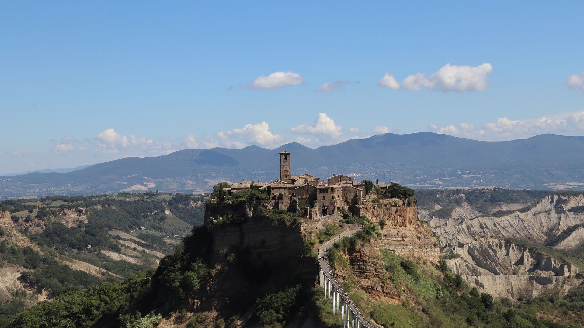Civita di Bagnoregio on its tuff hill above the badlands, north of Rome