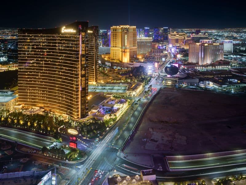 The Las Vegas Strip at night seen from above