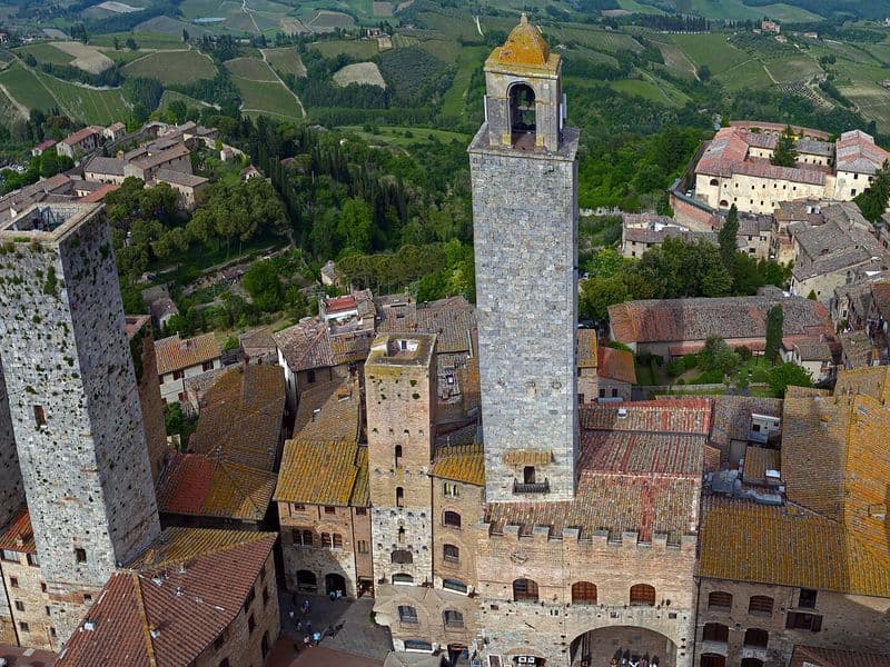 Medieval towers of San Gimignano in Tuscany seen from Torre Grossa